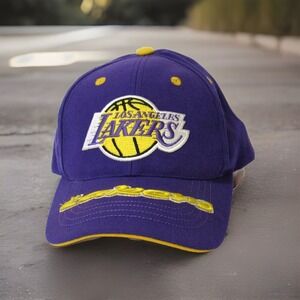 LA Lakers Hat Embroidered Purple Basketball 3D RN#00476 Licensed Cap Hook Loop